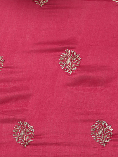 Odette Women Pink Silk Embroidered Saree With Unstitched Blouse