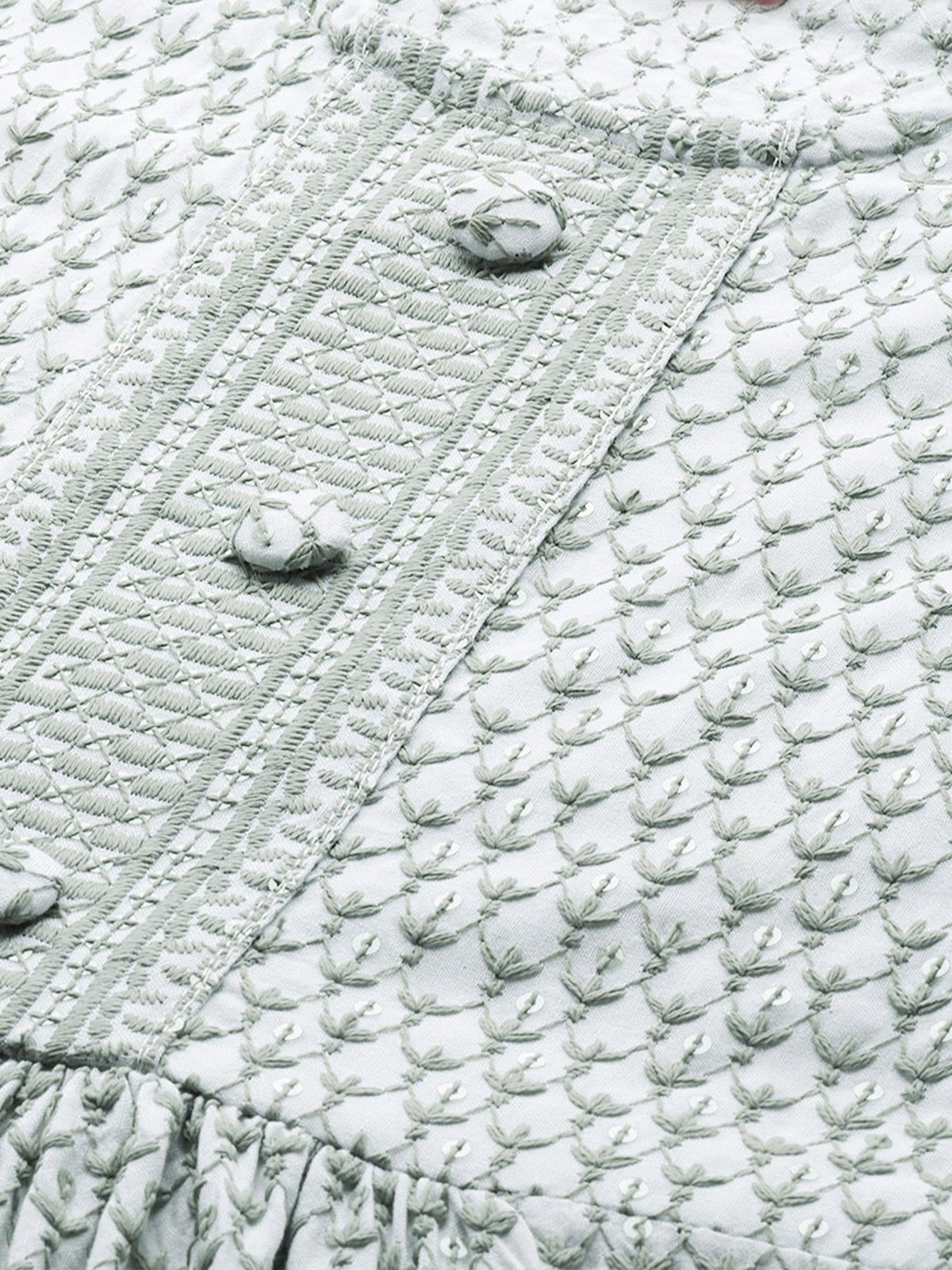Odette Women Grey Embroidered Rayon Stitched Kurta