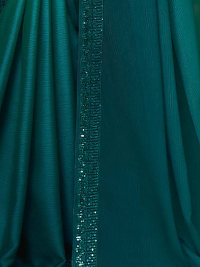 Green Silk Plain Saree With Unstitched Blouse