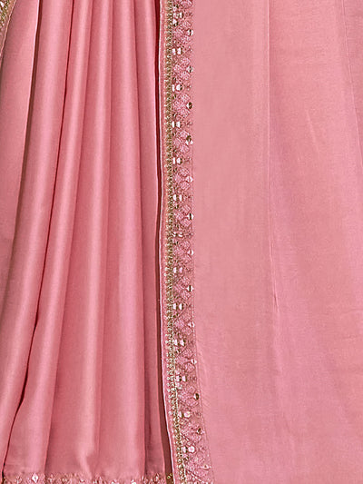 Pink Silk Solid Designer Saree With Unstitched Blouse