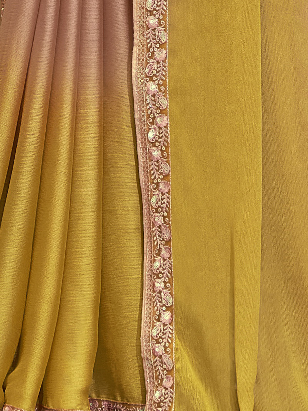 Peach Silk Solid Designer Saree With Unstitched Blouse