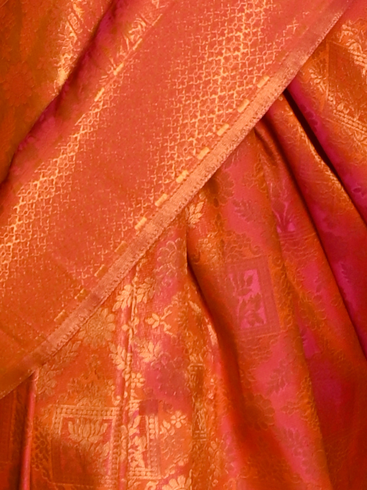 Odette Women Festive Orange Silk Blend Woven Saree With Unstitched Blouse