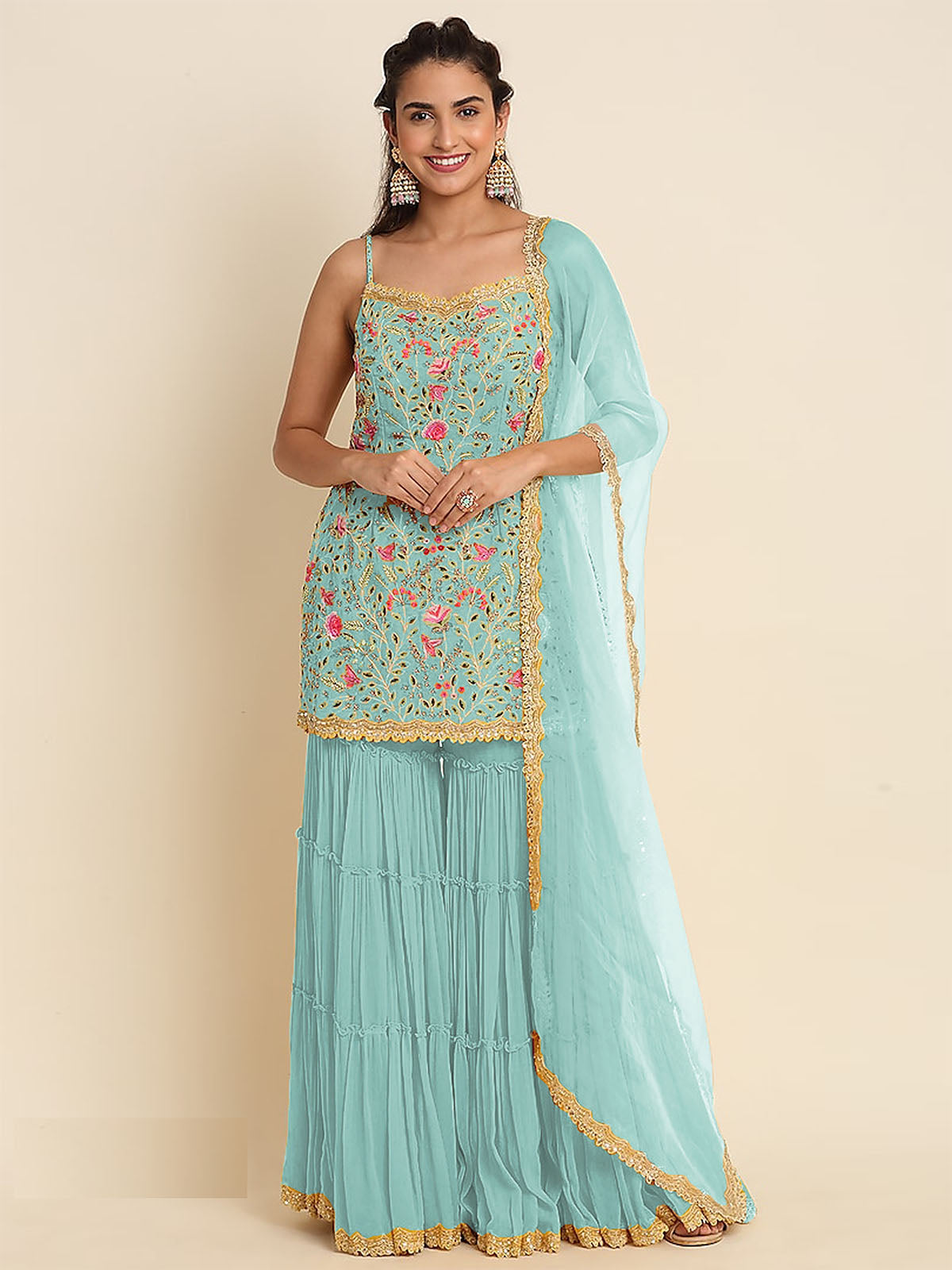 Unstitched hotsell sharara suit