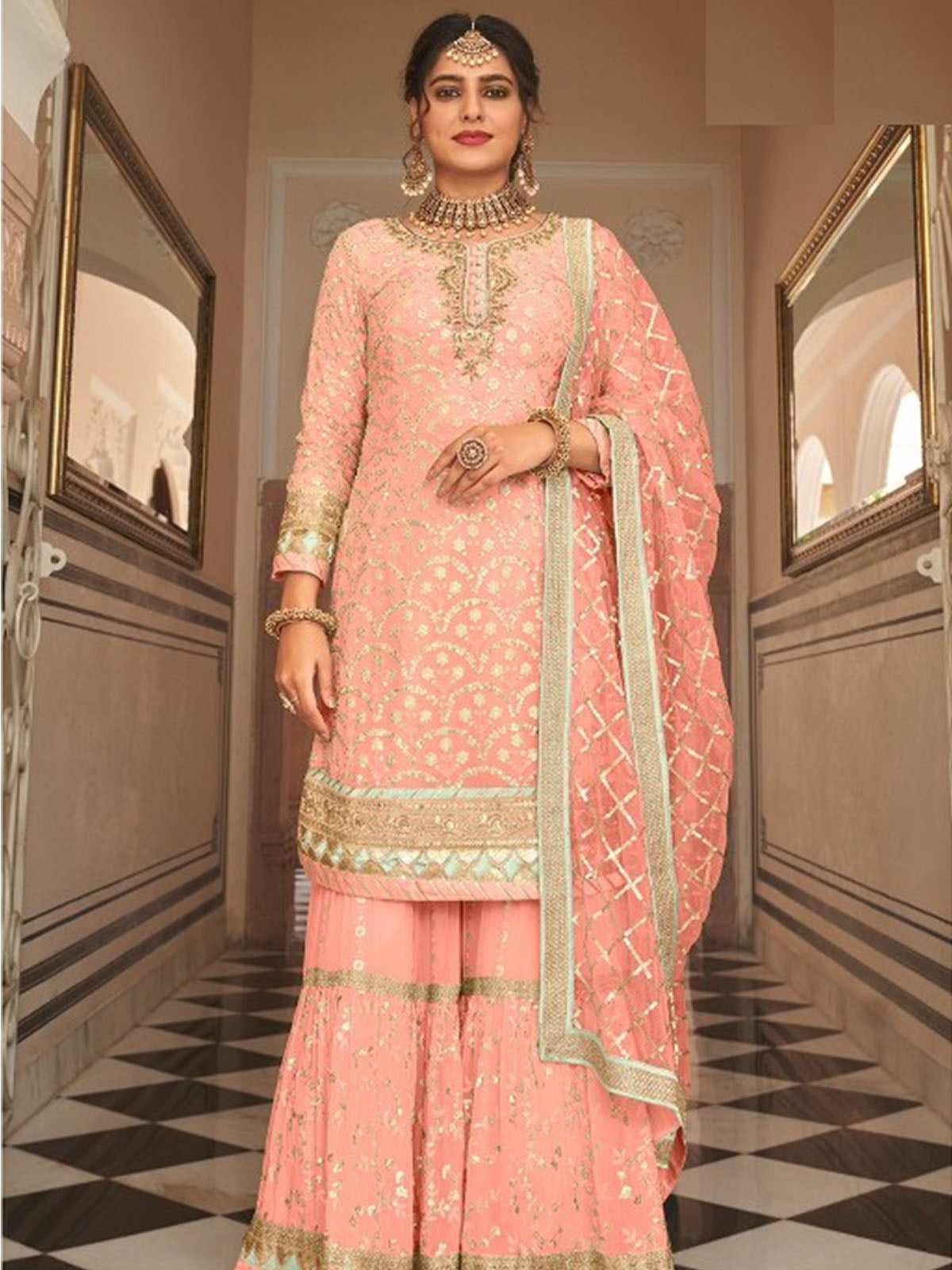 Buy Latest Pakistani Sharara Dress for Girl 2021 Online – Nameera by Farooq