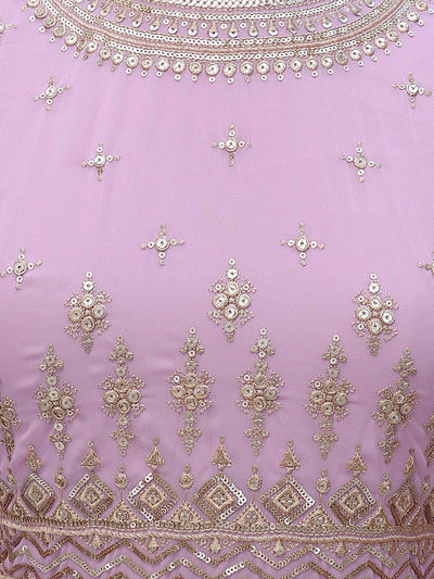 Pink Floral Embroidered Georgette Semi Stitched Gown