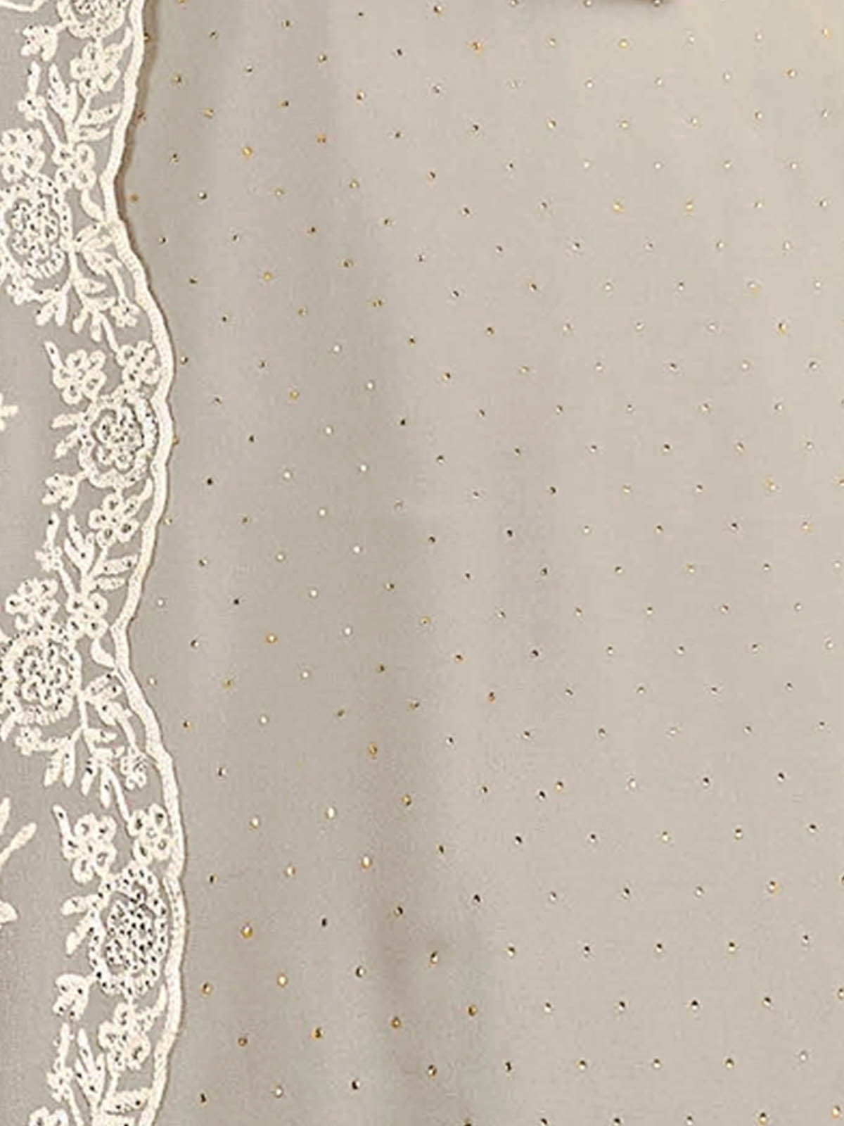 Odette Women Grey Embroidered Georgette Semi Stitched Salwar Suit