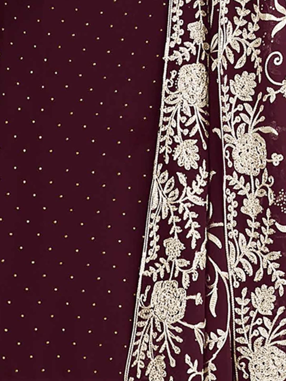 Odette Women Violet Embroidered Georgette Semi Stitched Salwar Suit