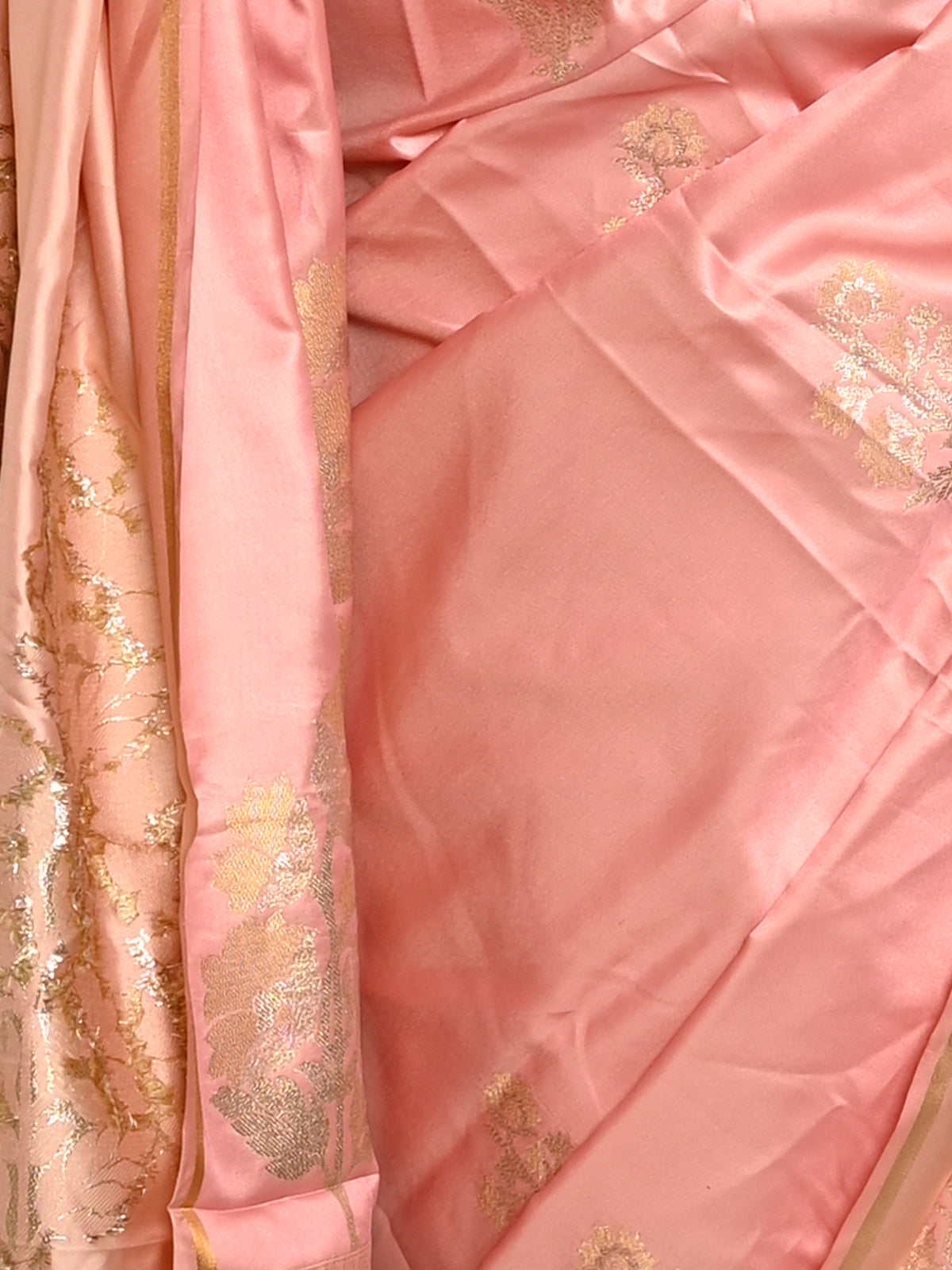 Festive Pink Satin Printed Saree With Unstitched Blouse