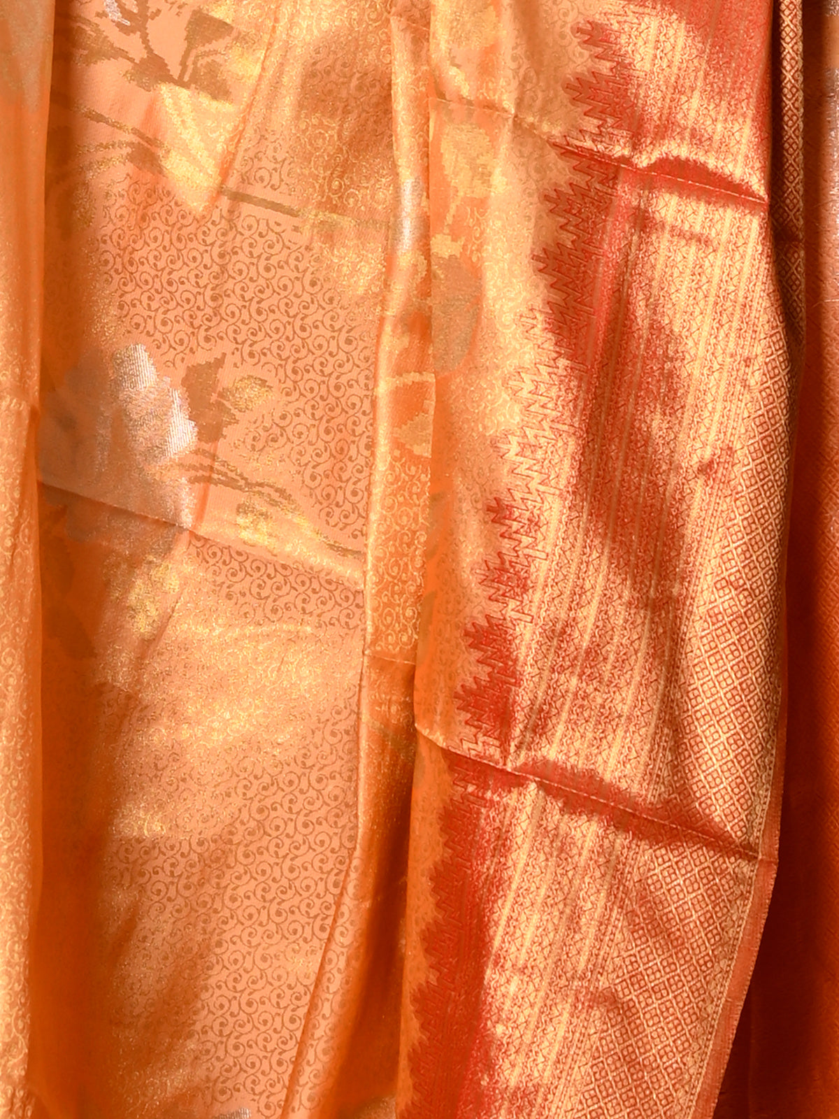 Festive Orange Silk Blend Woven Saree With Unstitched Blouse