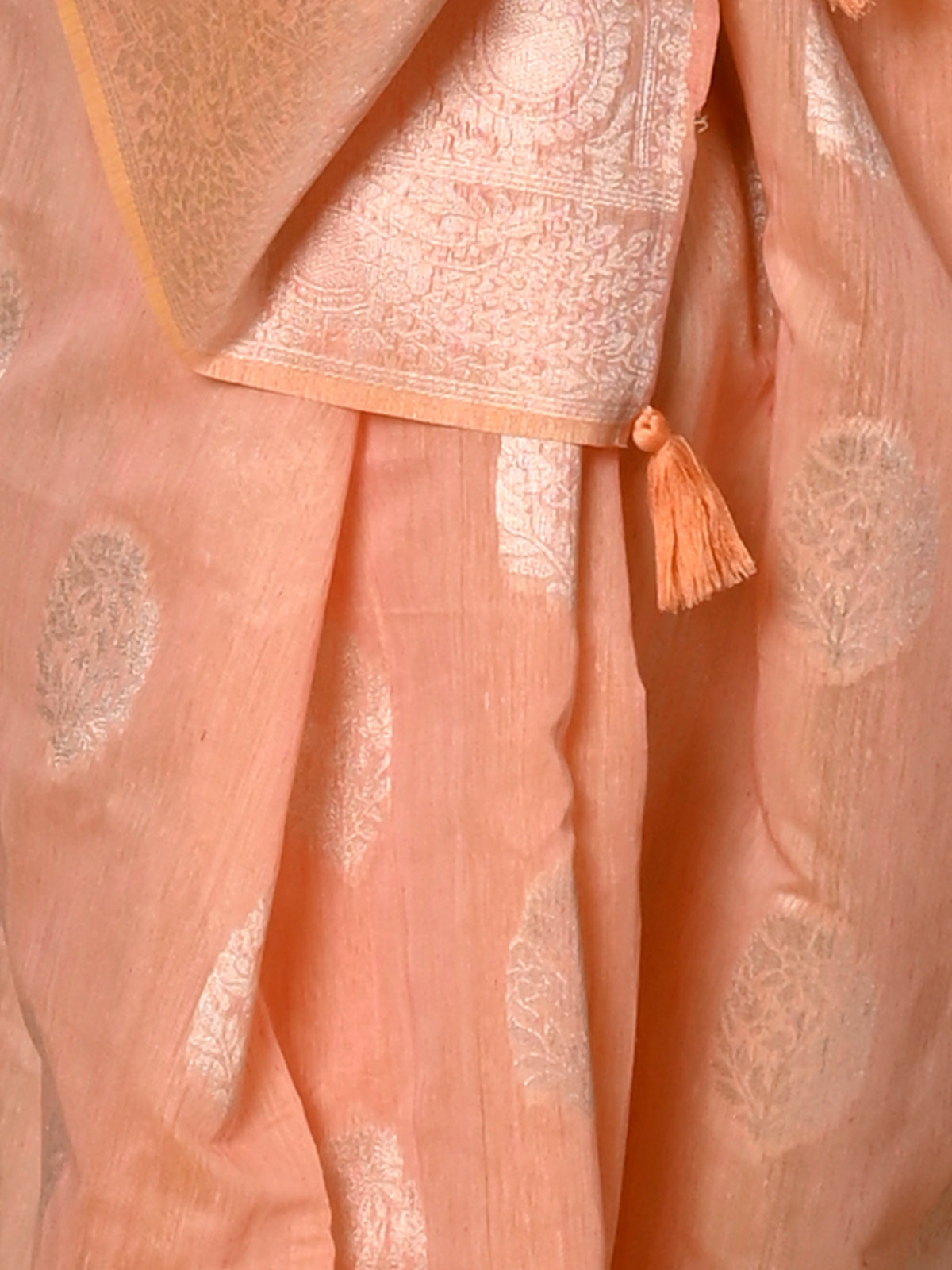 Festive Orange Linen Blend Woven Saree With Unstitched Blouse