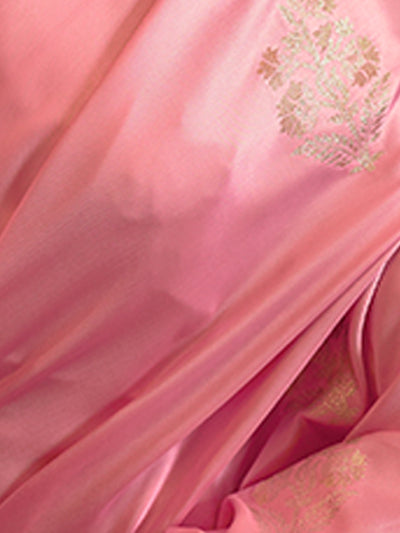 Festive Pink Satin Printed Saree With Unstitched Blouse