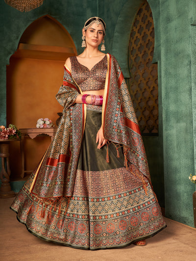 Odette Women Multicolor Semi Stitched Lehenga With  Unstitched Blouse