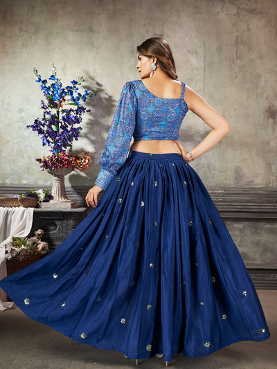 Classy Blue Art Silk Stitched Lehenga Choli