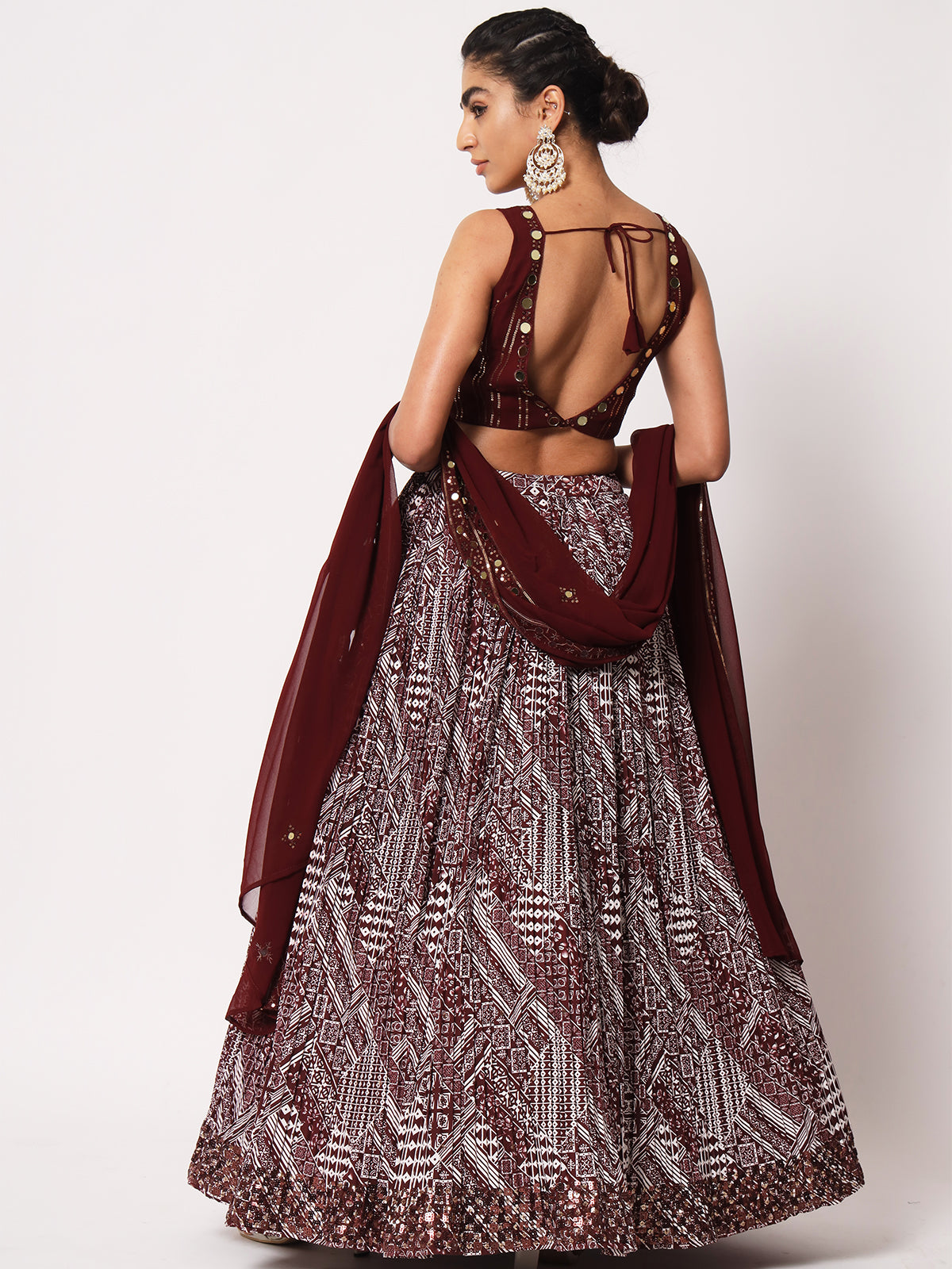 Elegant Maroon Art Silk Semi-Stitched Lehenga Choli