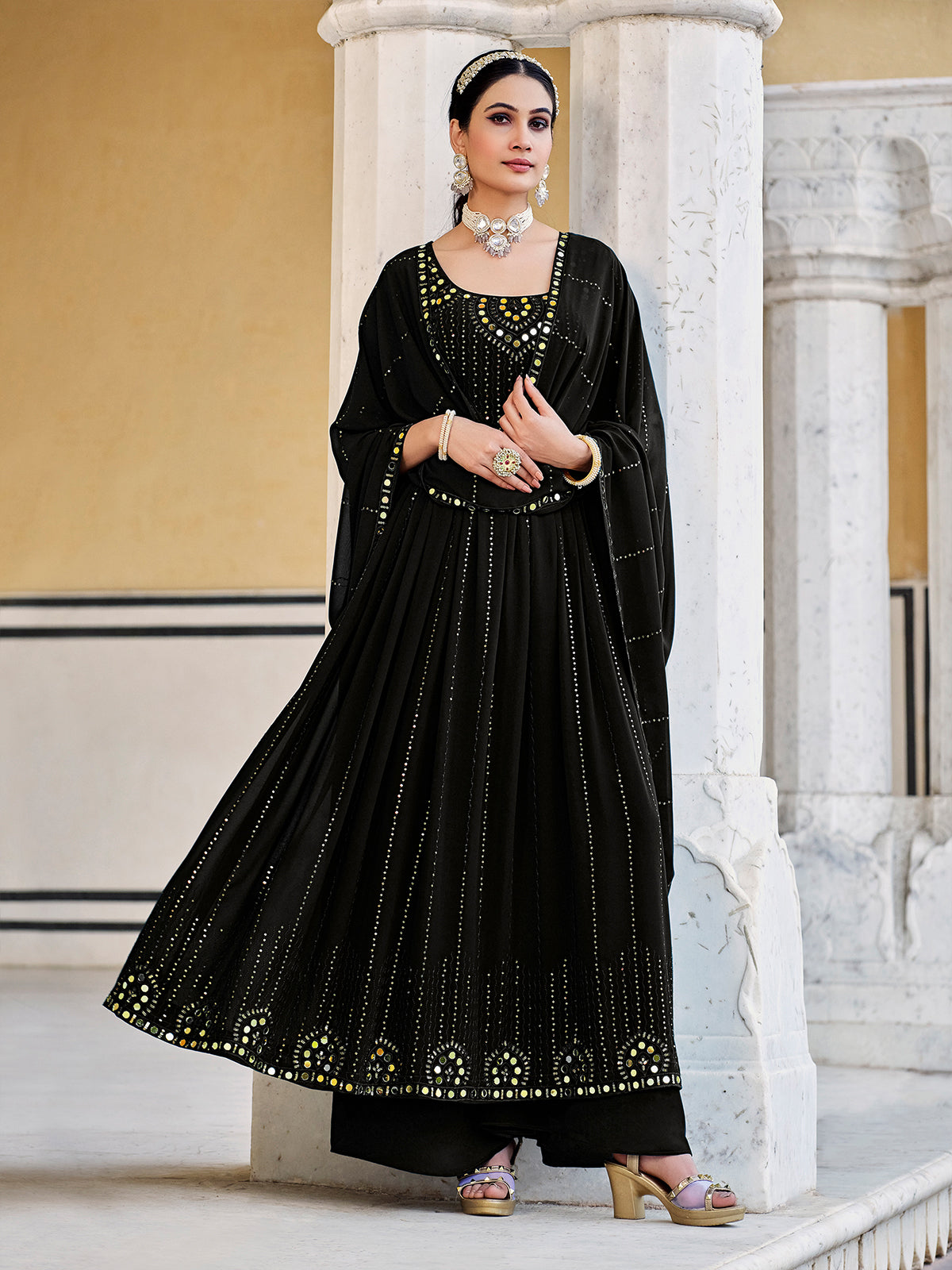 Black stitched shop salwar suit