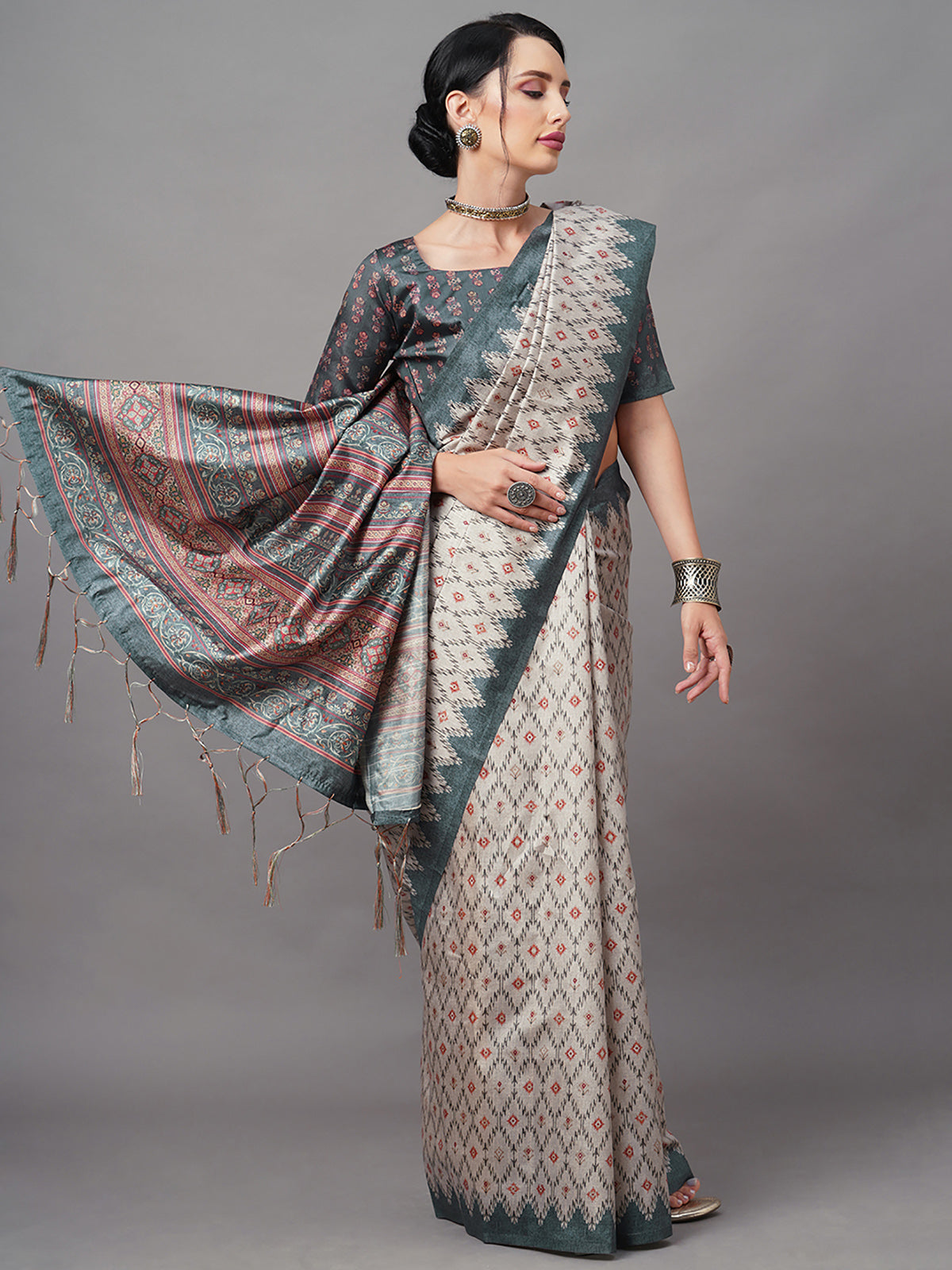 Light Green Blend Silk Woven Saree With Unstitched Blouse