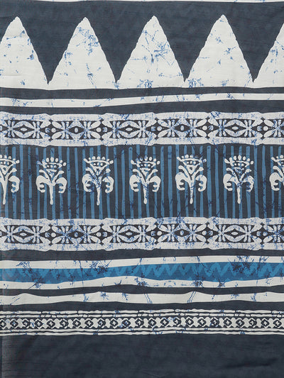 Dark Blue Blend Silk Woven Saree With Unstitched Blouse