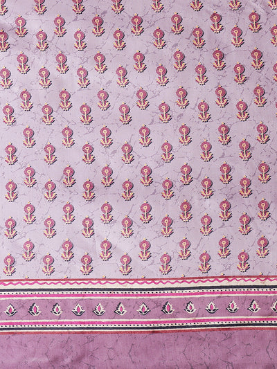 Pink Blend Silk Digital Printed Saree With Unstitched Blouse