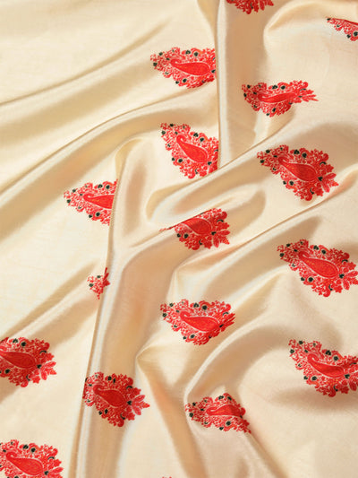 Odette Women Silk Blend Off White Digital Print Designer Saree With Unstitched Blouse