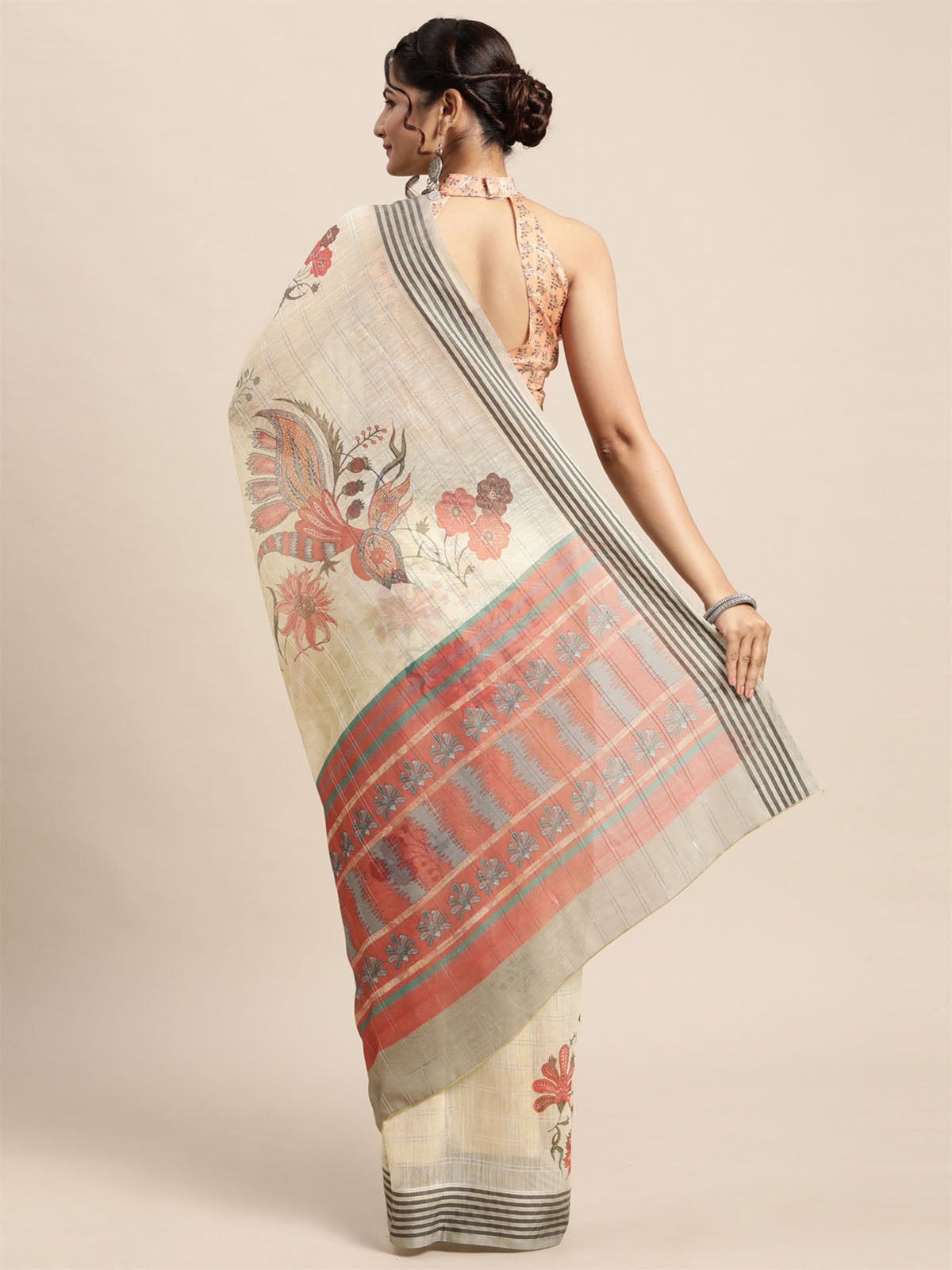 Women'S Soft Silk Yellow Printed Designer Saree With Unstitched Blouse