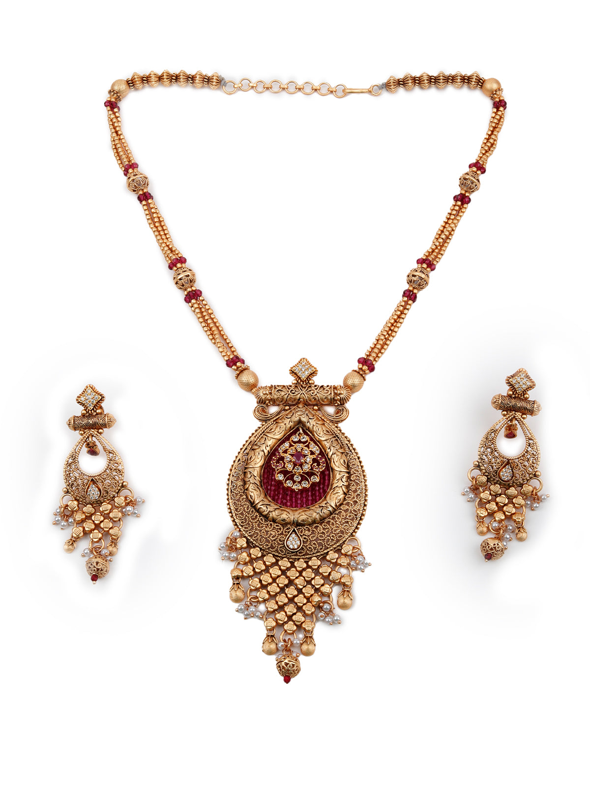 Odette Women Temple Long Necklace Set