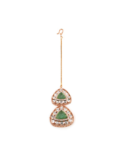 Odette Women Green, Gold And White Designer Choker Necklace Set