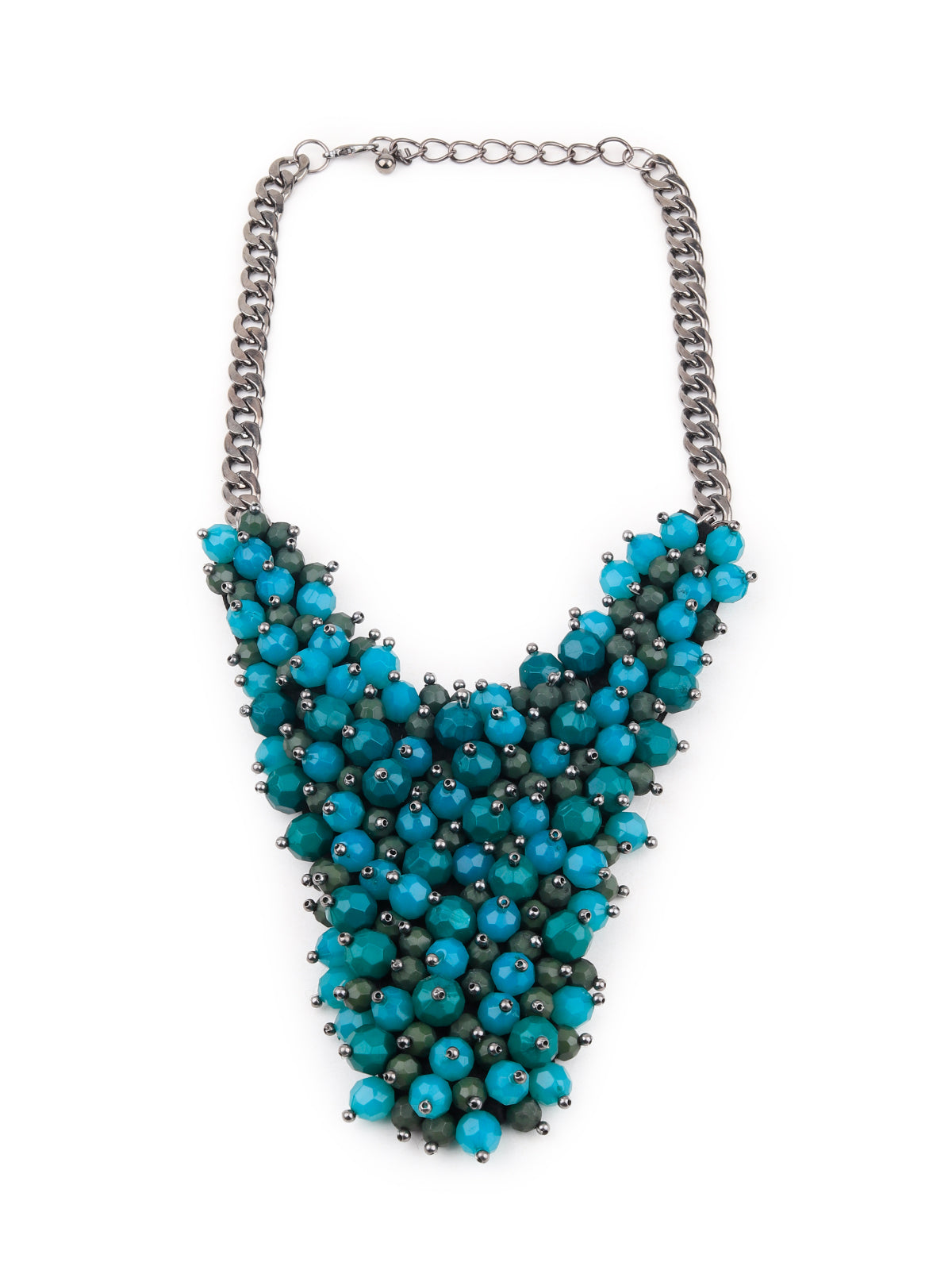 Odette Women Teal Beads Long Neckpiece