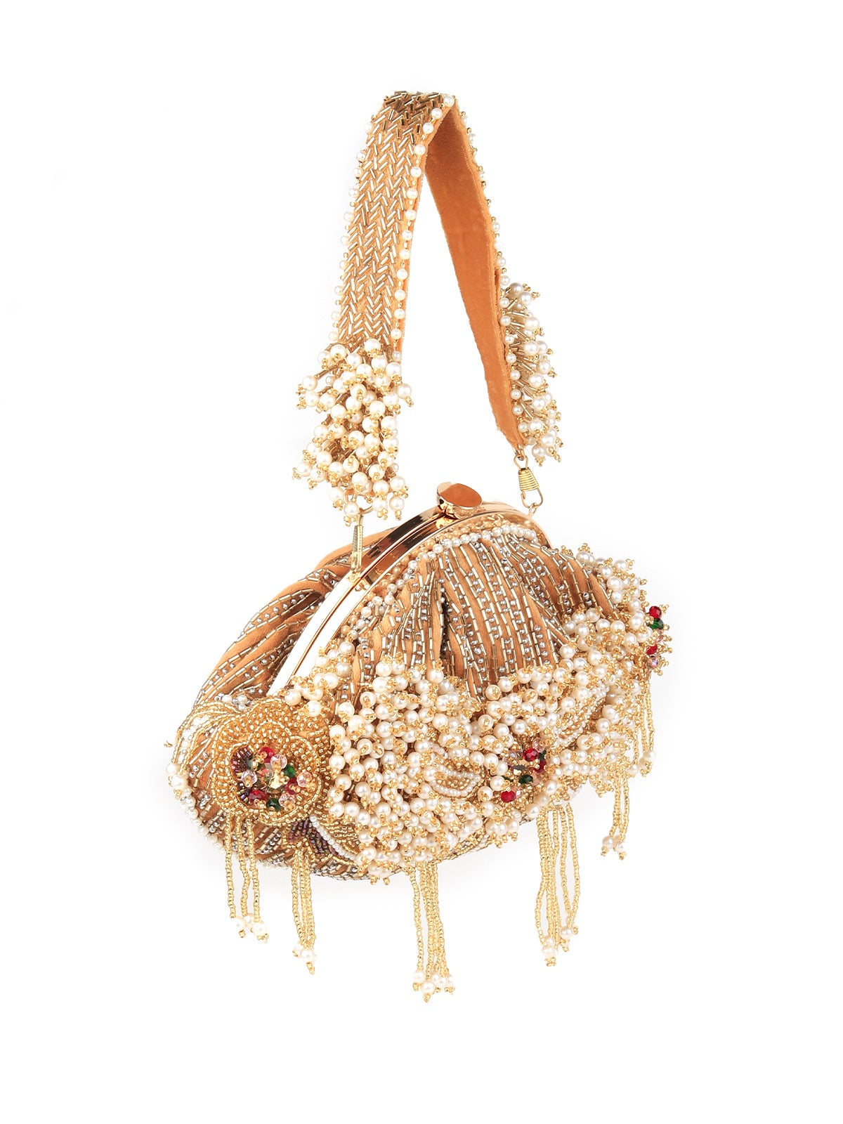 Odette Golden Embellished Clutch Bag For Women