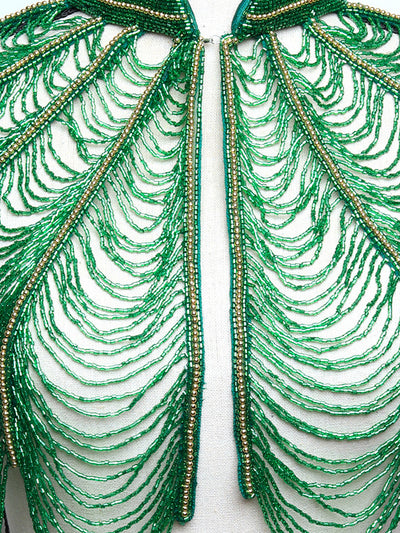 Odette Women The Green And Golden Beaded Cape