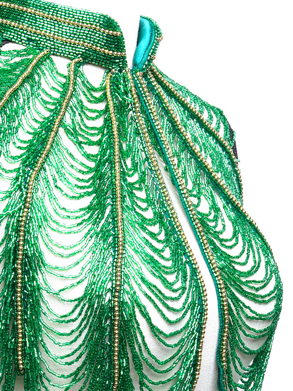Odette Women The Green And Golden Beaded Cape