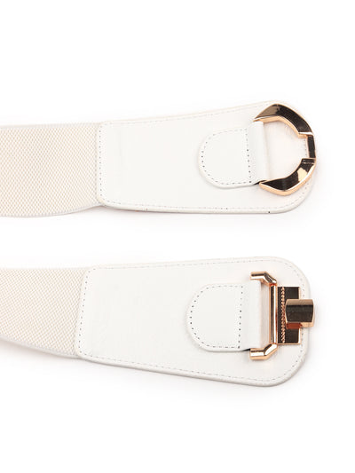 Odette Women Pure White Broad Faux Leather Belt