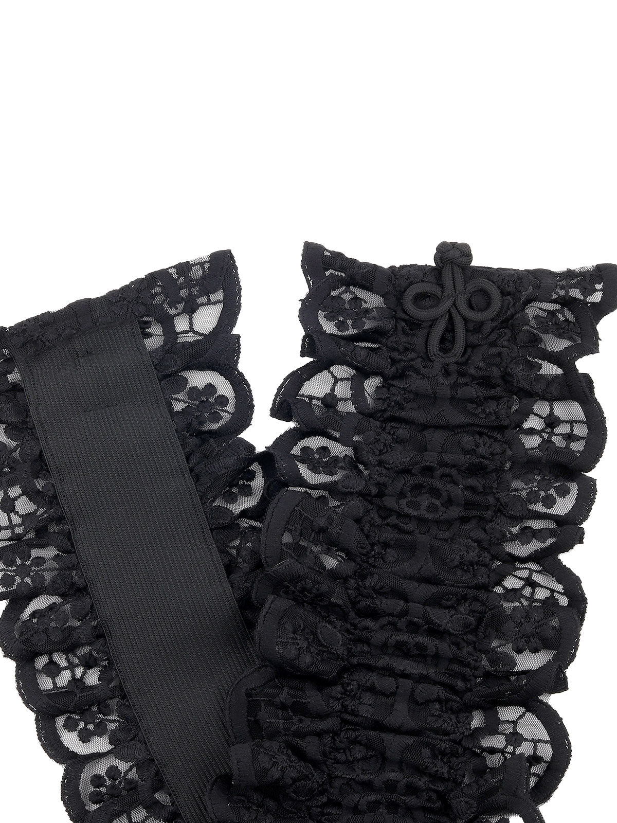 Odette Women Hi-Fashion Black Ruched Lace Belt