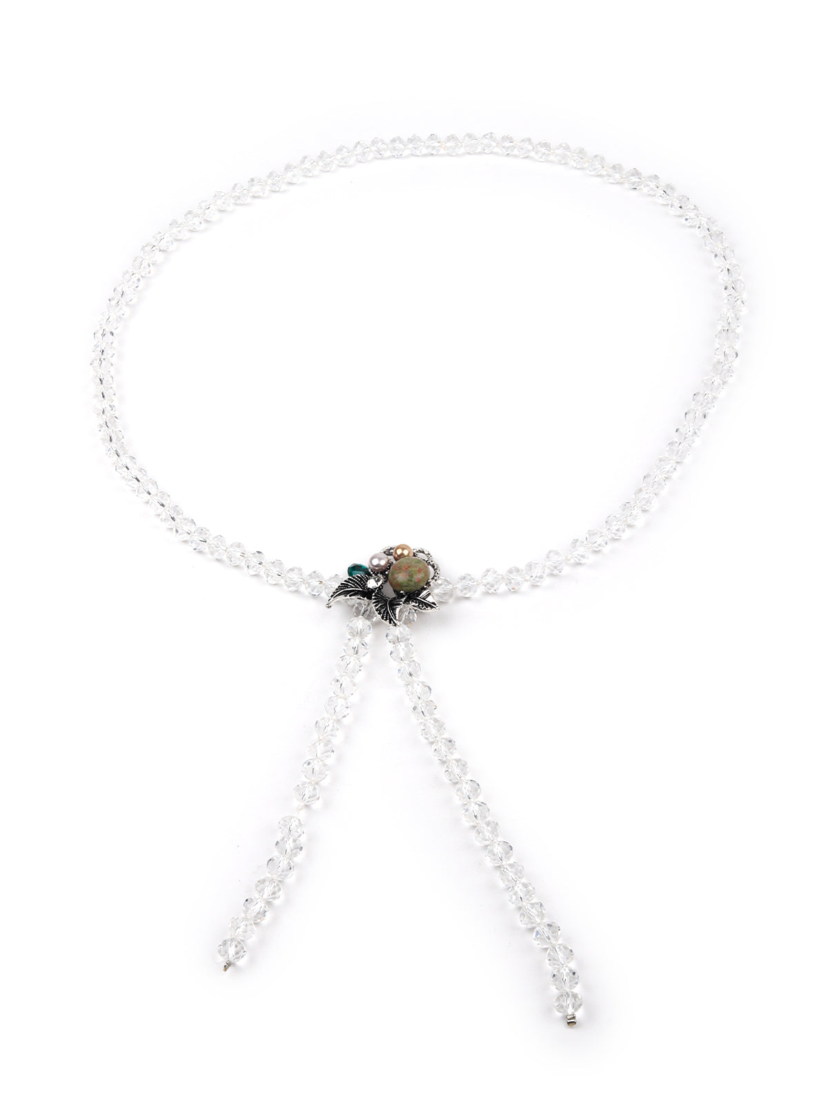 Odette Women White Beads And Brooch Party Belt
