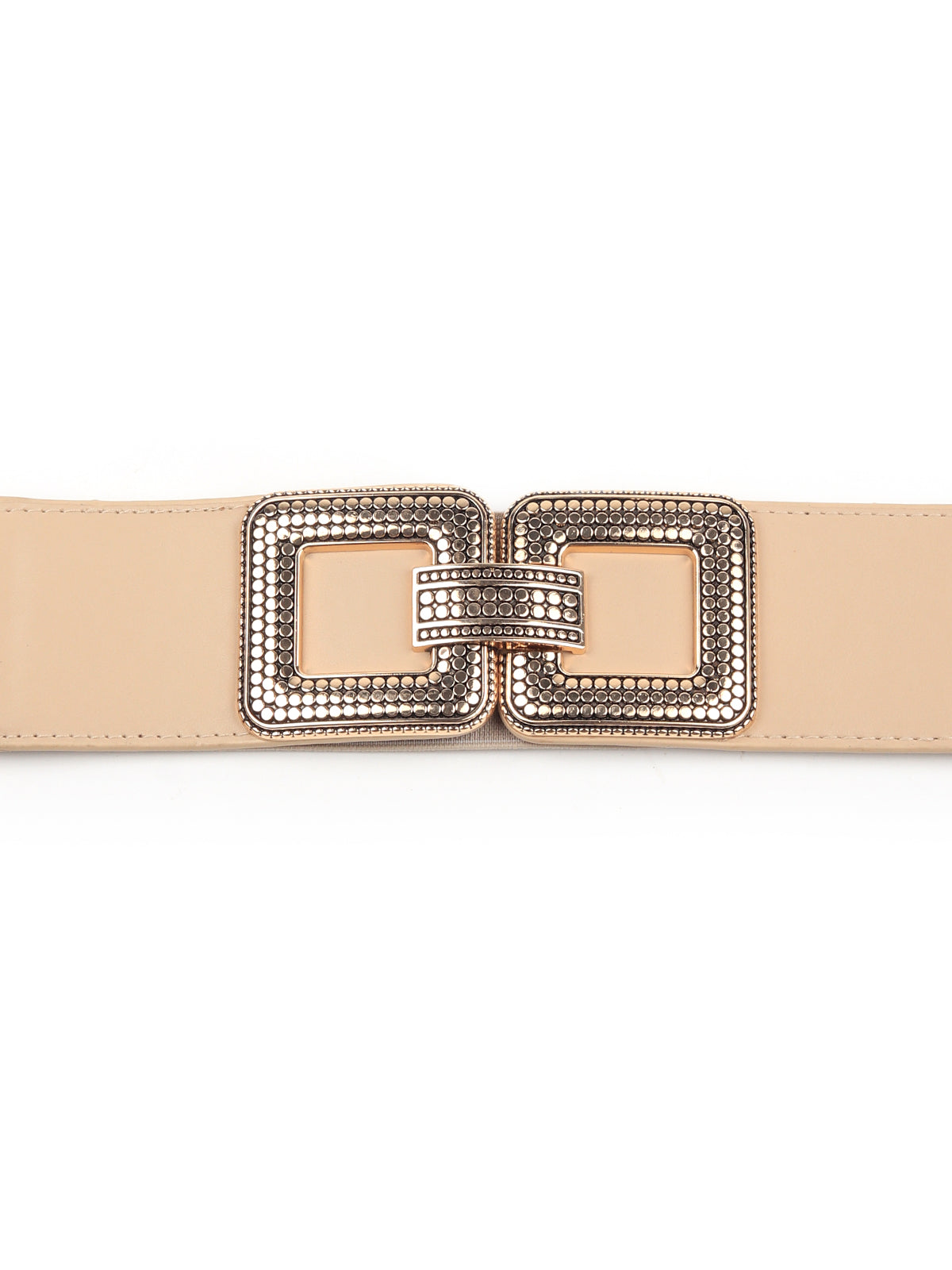 Odette Women Beige Elastane & Faux Leather Embellished Belt