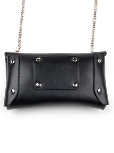Odette Women Hi-Fashion Black Embellished Pouch Belt Bag