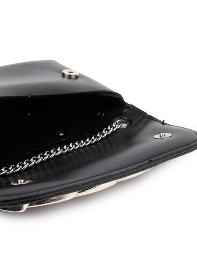 Odette Women Hi-Fashion Black Embellished Pouch Belt Bag
