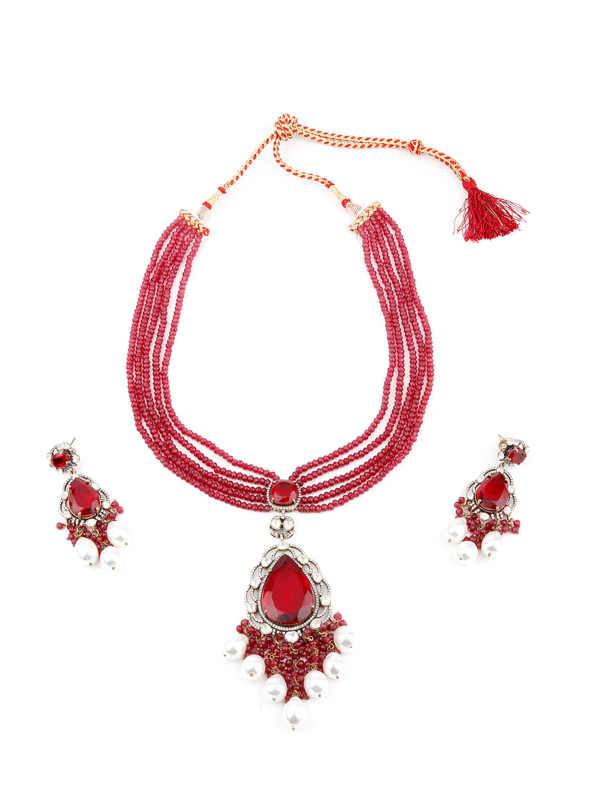 Odette Women Red Beads Choker Set