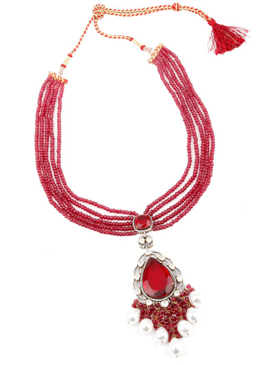 Odette Women Red Beads Choker Set
