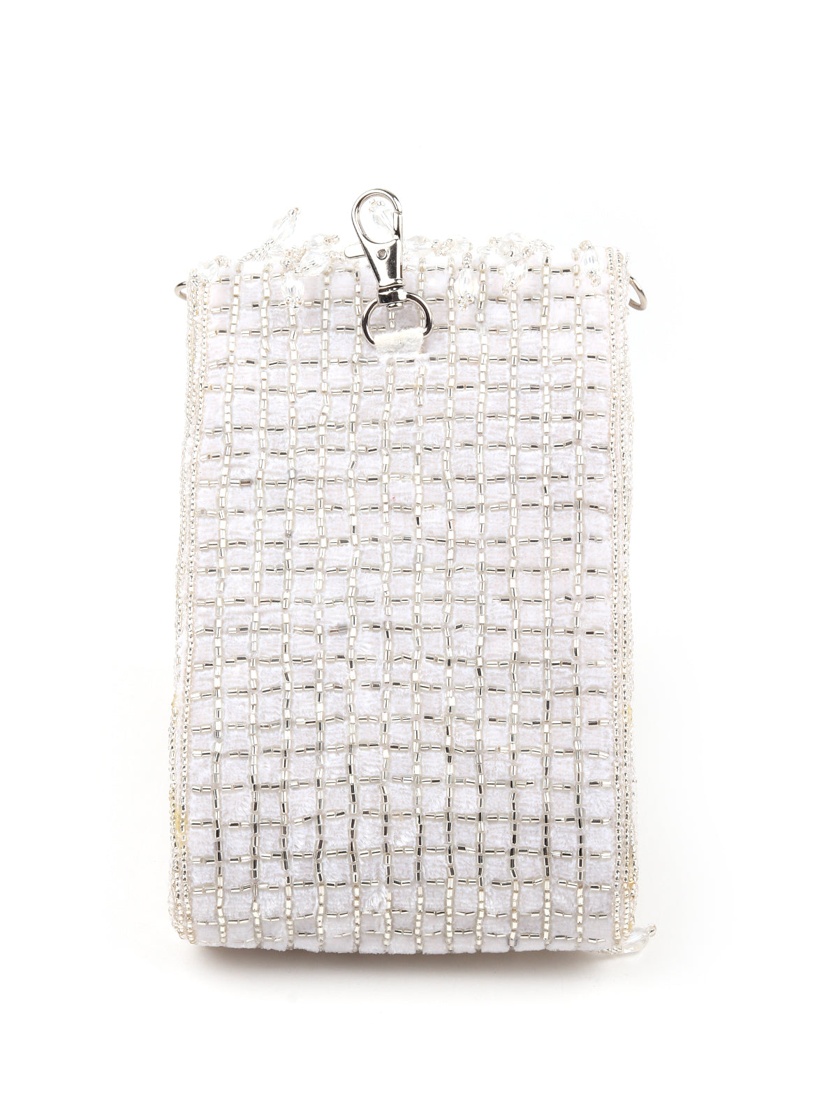 Odette Women White Beads Embellished Clutch
