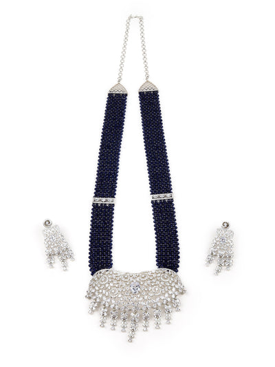Odette Women Very Victorian Dark Blue Long Necklace Set