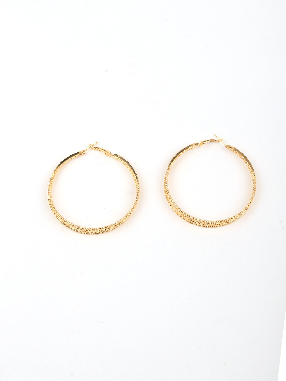 Odette Women Gold Colored Four Layered Hoop Earrings