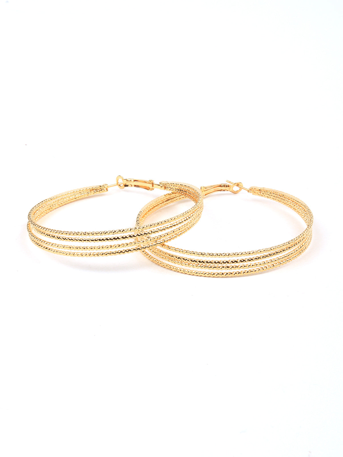 Odette Women Gold Colored Four Layered Hoop Earrings