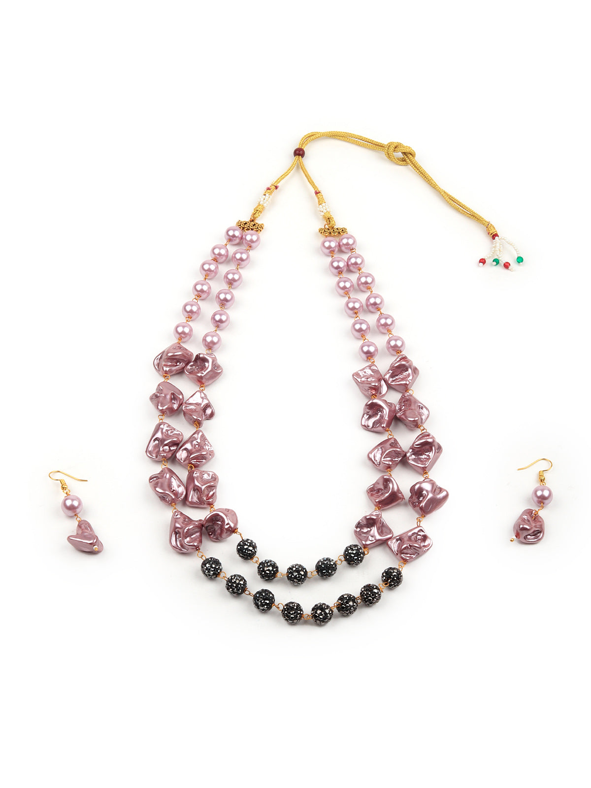 Odette Women Lilac And Grey Beaded Long Necklace