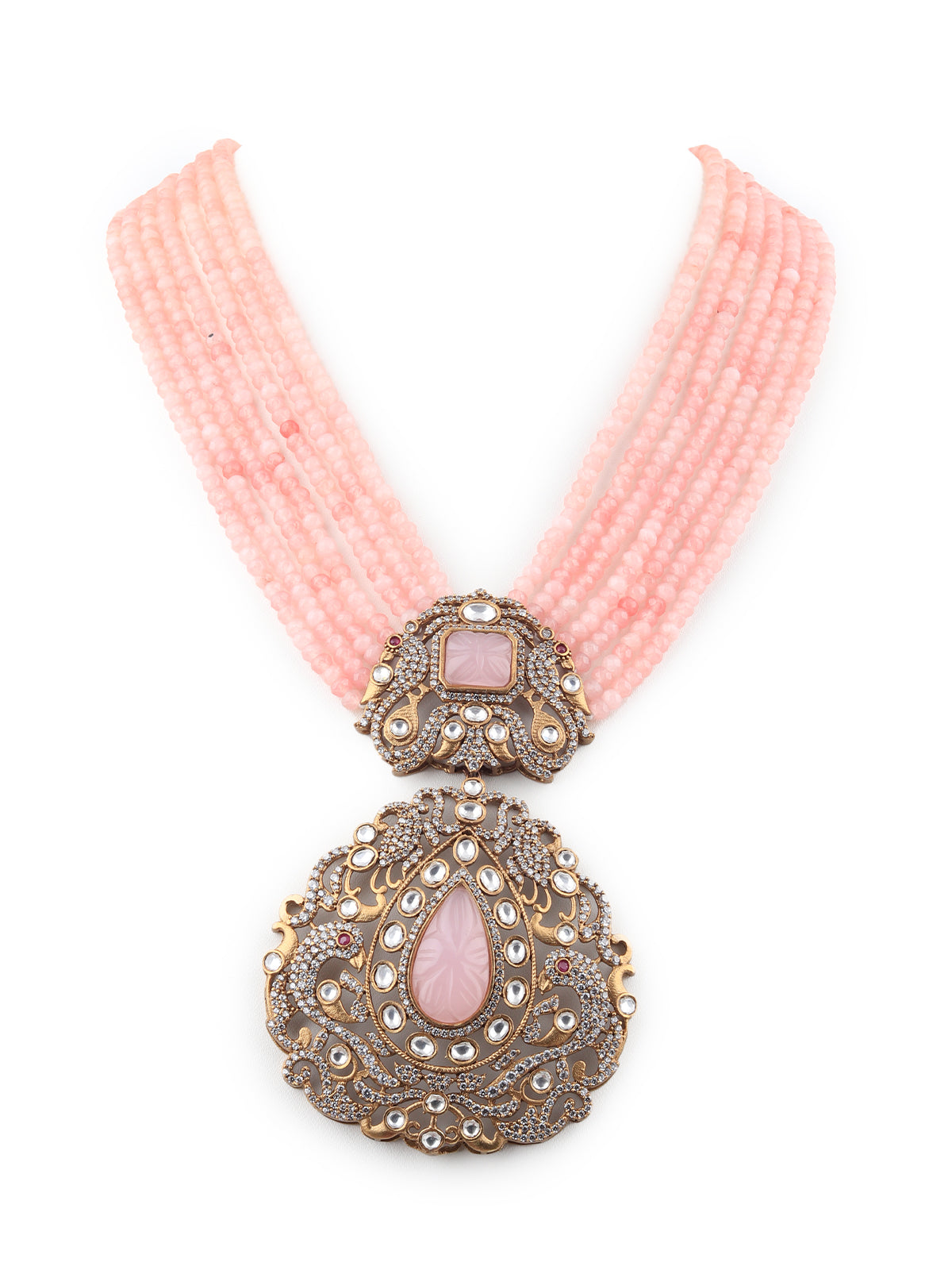 Pink Antique Long Necklace Set