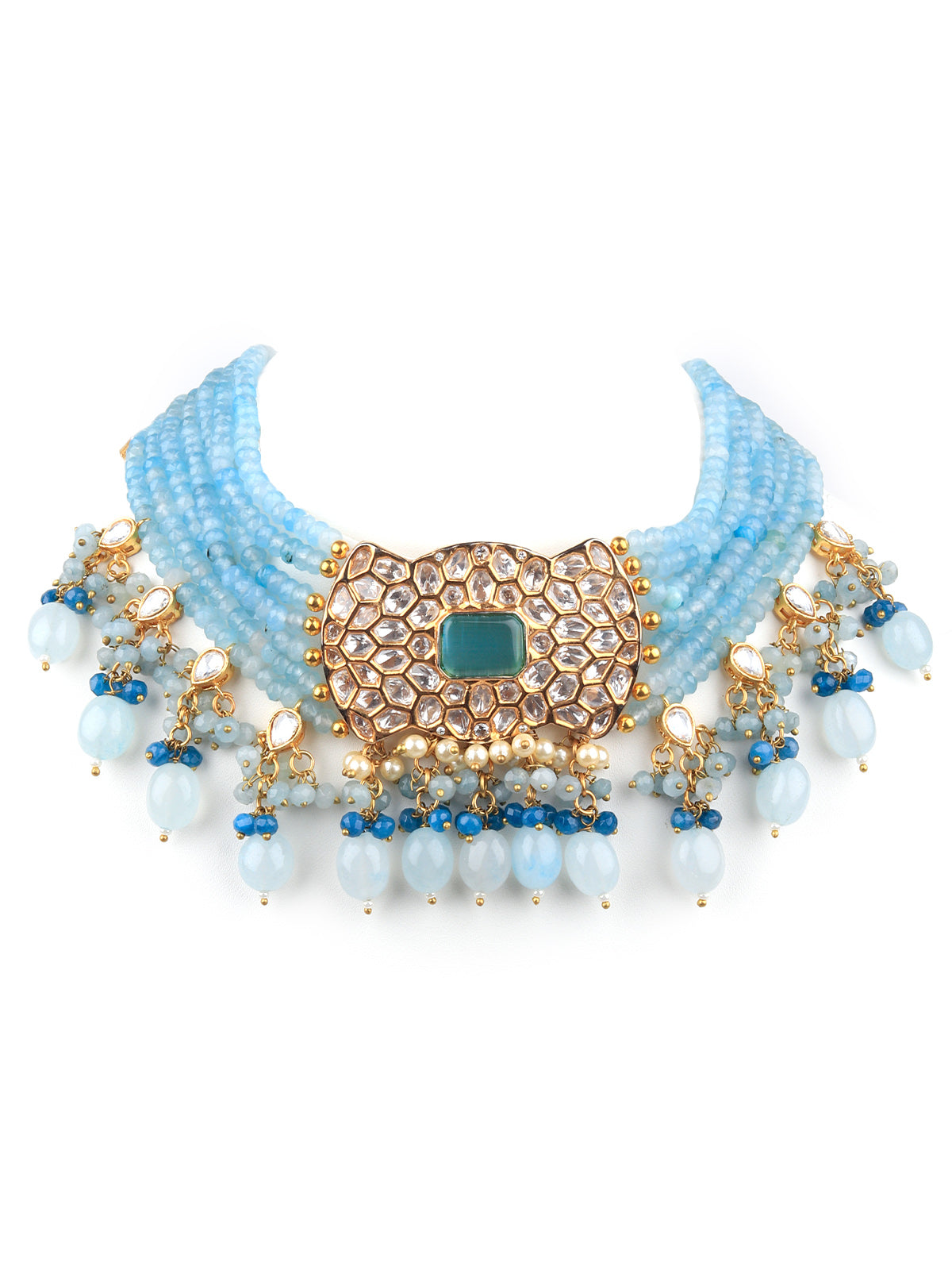 Light Blue Choker Necklace Set