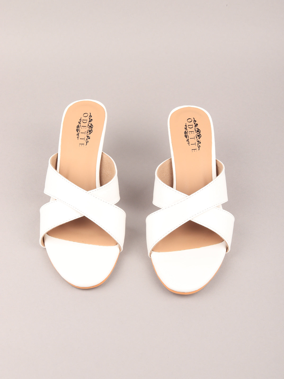 Odette Women White Squared-Toe Heeled Sandal