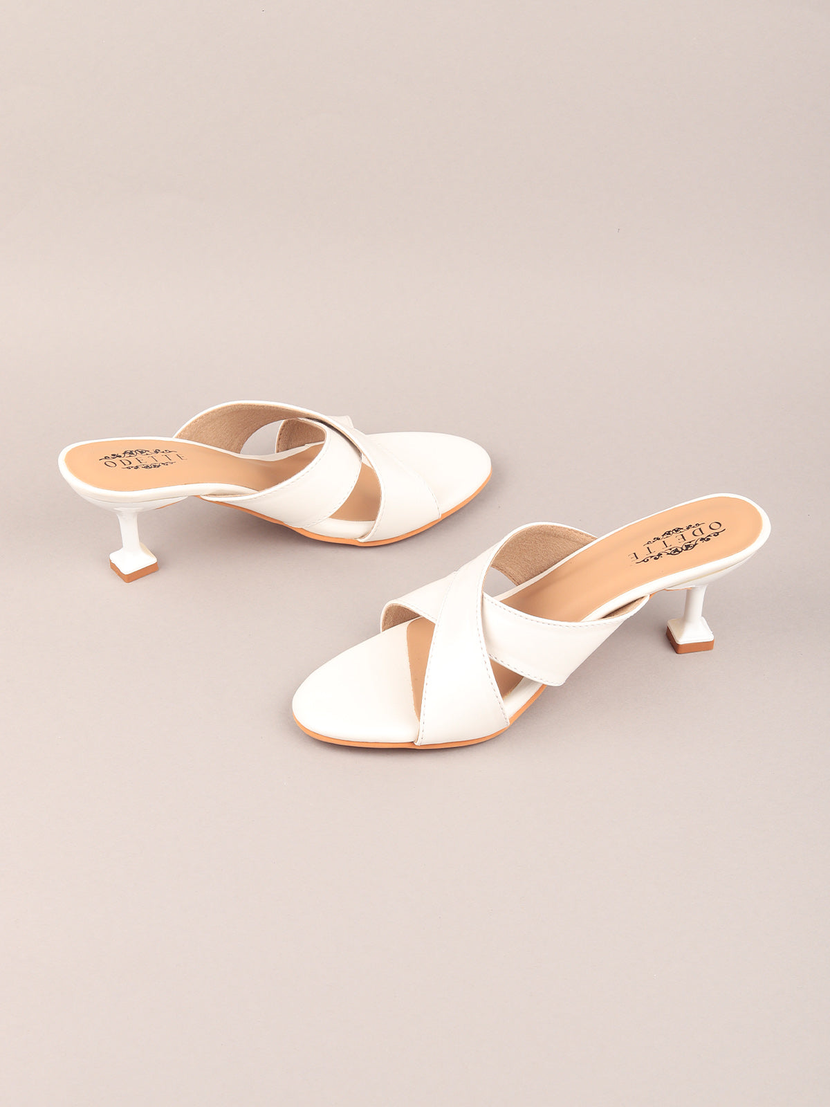 White Squared-Toe Heeled Sandal
