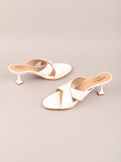 Odette Women White Squared-Toe Heeled Sandal