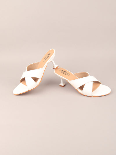 Odette Women White Squared-Toe Heeled Sandal