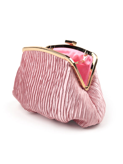 Pink Crushed Silk Clutch Bag